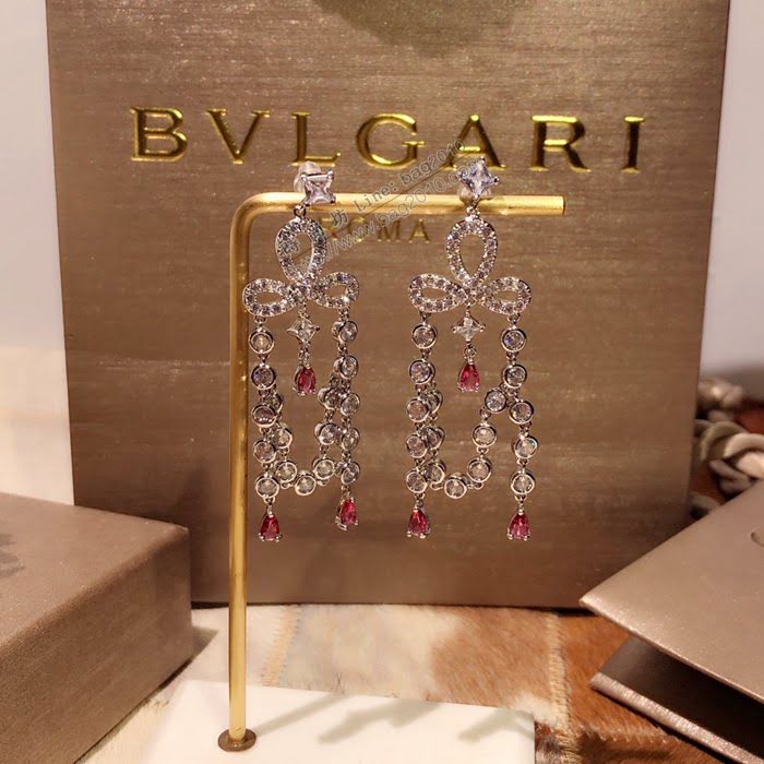 Bvlgari飾品 寶格麗流蘇水滴蝴蝶結 耀眼彩鑽結合耳釘 楊冪明星同款耳環  zgbq3085
